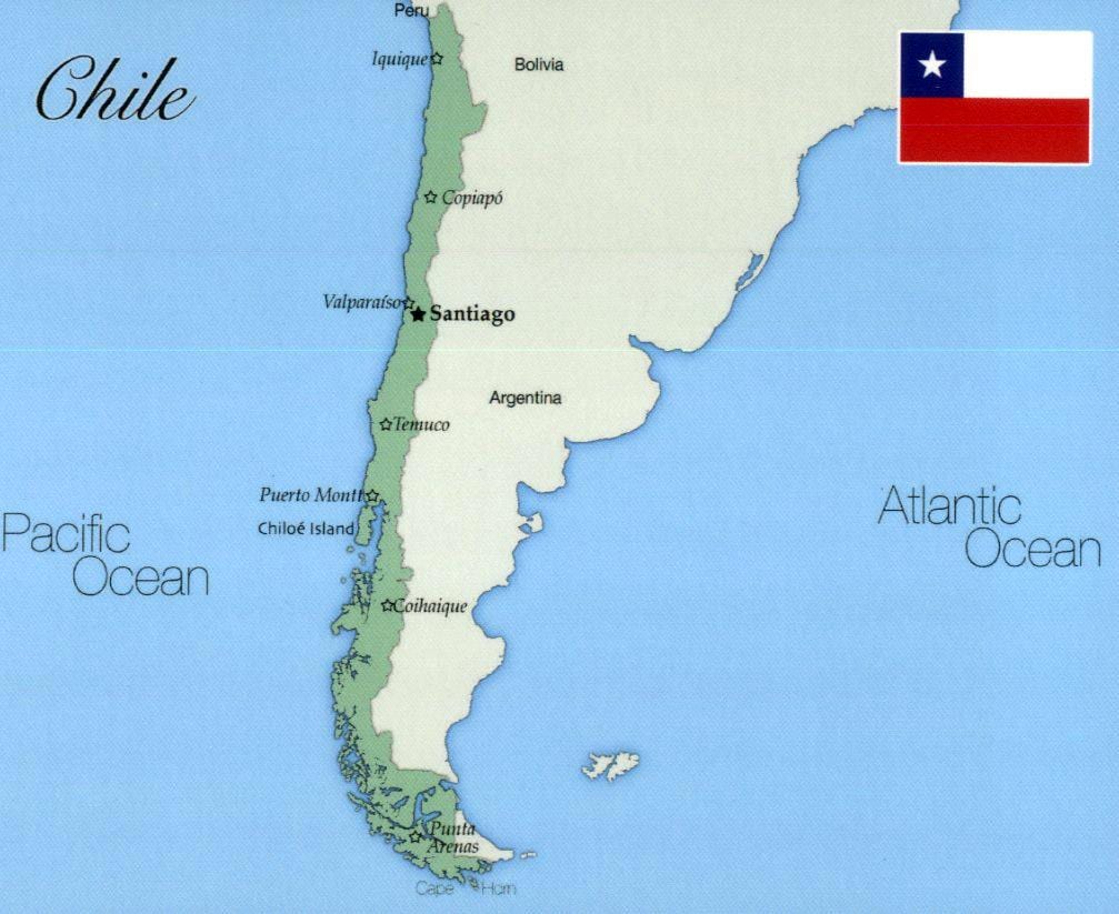 แผนที่ของชิลี chile. kgm
