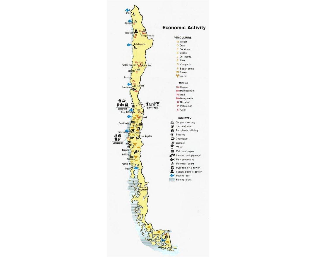 แผนที่ของ Chilean ท่าเรือ