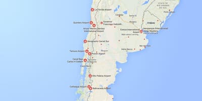 แผนที่ของสนามบินในชิลี