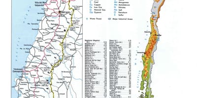 แผนที่ของชิลีทรัพยากรธรรมชาติ 