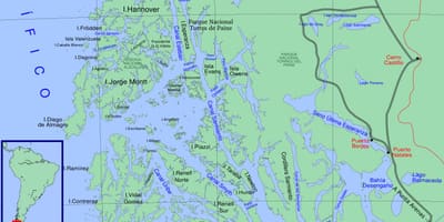 แผนที่ของ Chilean glaciers